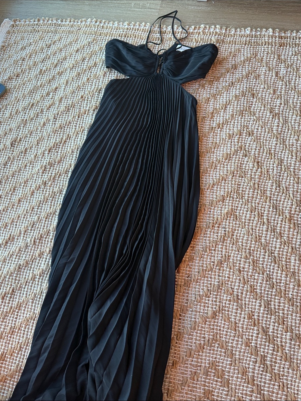 A.L.C. Black Pleated Halter Evening Gown